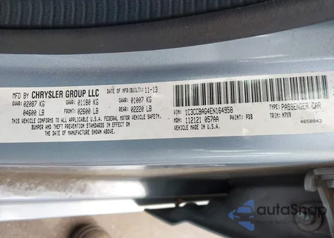 2014 Chrysler 200 Lx z USA, uszkodzony, nr VIN 1C3CCBAG4EN164958